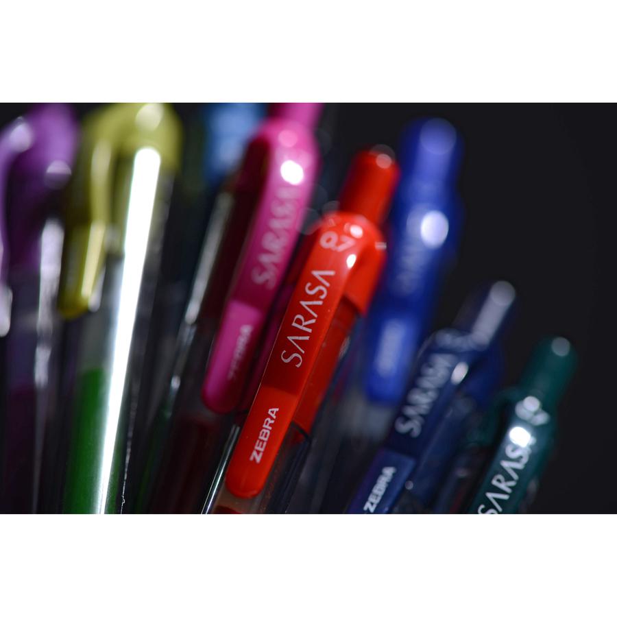 Zebra SARASA dry X20 Retractable Gel Pen - Refillable - Retractable - Red Ink - Pigment-based - Translucent Barrel - 1 Dozen. Picture 2
