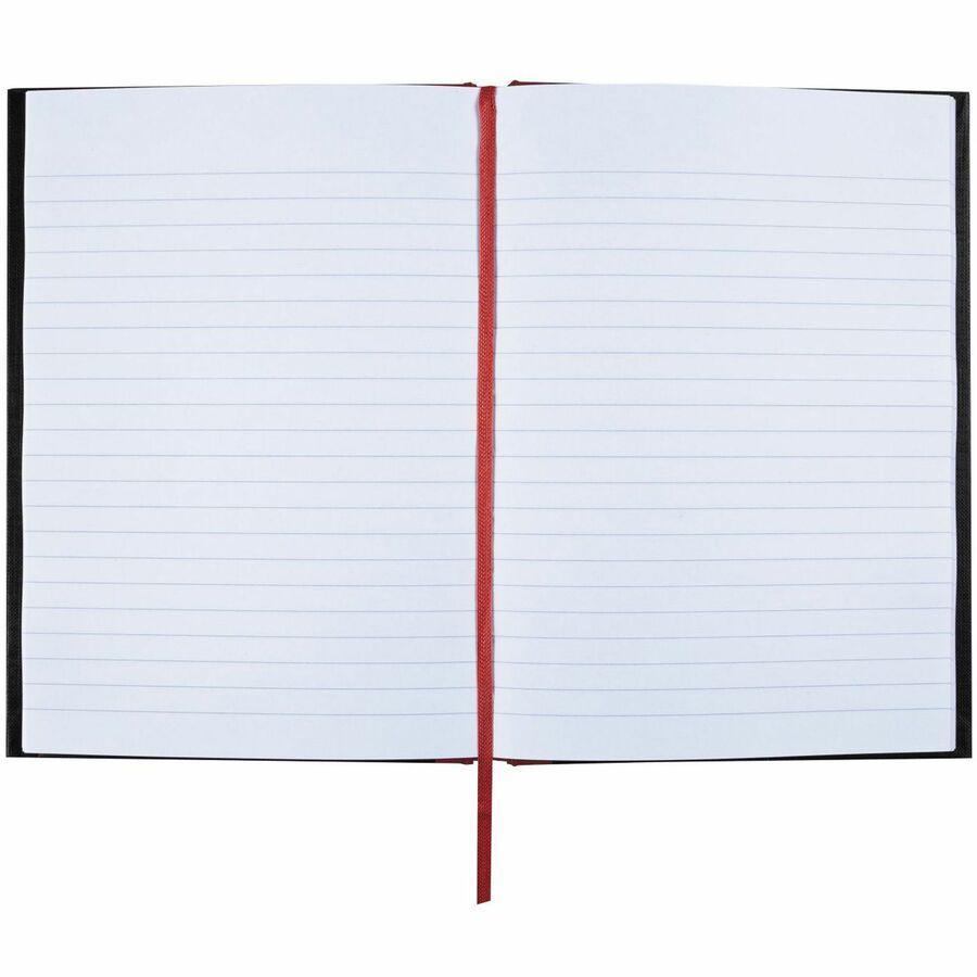 Black n' Red Casebound Ruled Notebooks - A5 - 96 Sheets - Sewn - 24 lb Basis Weight - A5 - 5 5/8" x 8 1/4" - White Paper - Red Binding - Black Cover - Ribbon Marker, Hard Cover - 1 Each. Picture 7