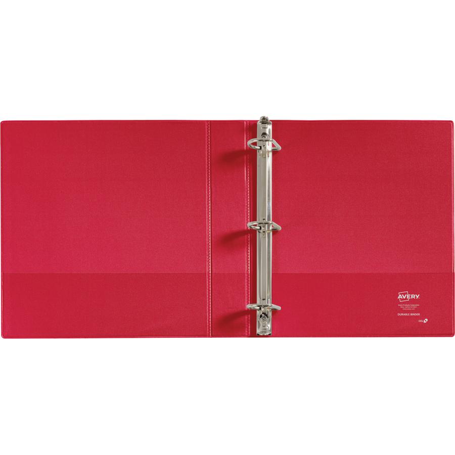 Avery&reg; Durable Binder - 1 1/2" Binder Capacity - Letter - 8 1/2" x 11" Sheet Size - 375 Sheet Capacity - 3 x Slant Ring Fastener(s) - 2 Pocket(s) - Polypropylene - Recycled - Pocket, Durable, Long. Picture 2