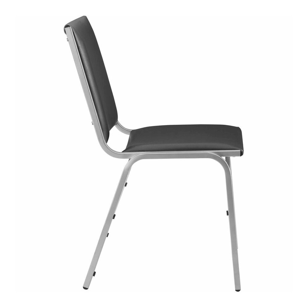 Lorell Stacking Chair Armless Black 4/box - Black Seat Color - Vinyl Seat Material - Vinyl Back Material - Steel Frame Material - Four-legged Base - Black - Steel, Vinyl - 4 / Carton. Picture 2