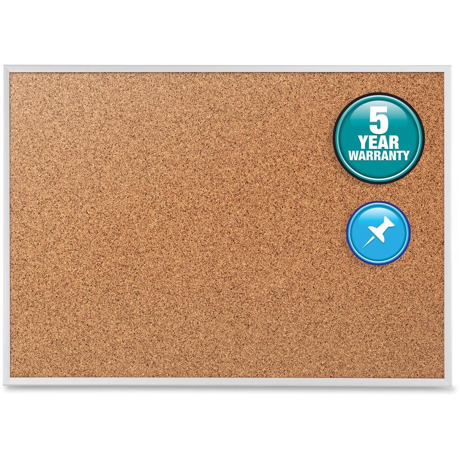 Quartet Classic Series Bulletin Board - 48" Height x 72" Width - Brown Natural Cork Surface - Heavy-gauge, Self-healing, Heavy Duty - Silver Aluminum Frame - 1 Each. Picture 5