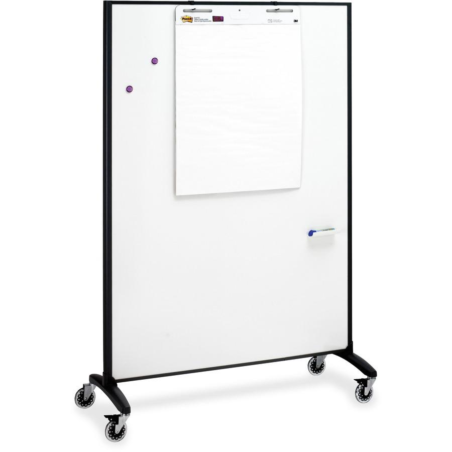 Quartet Motion Room Divider - 48" (4 ft) Width x 72" (6 ft) Height - White Porcelain Surface - Graphite Metal Frame - Magnetic - 1 Each. Picture 3