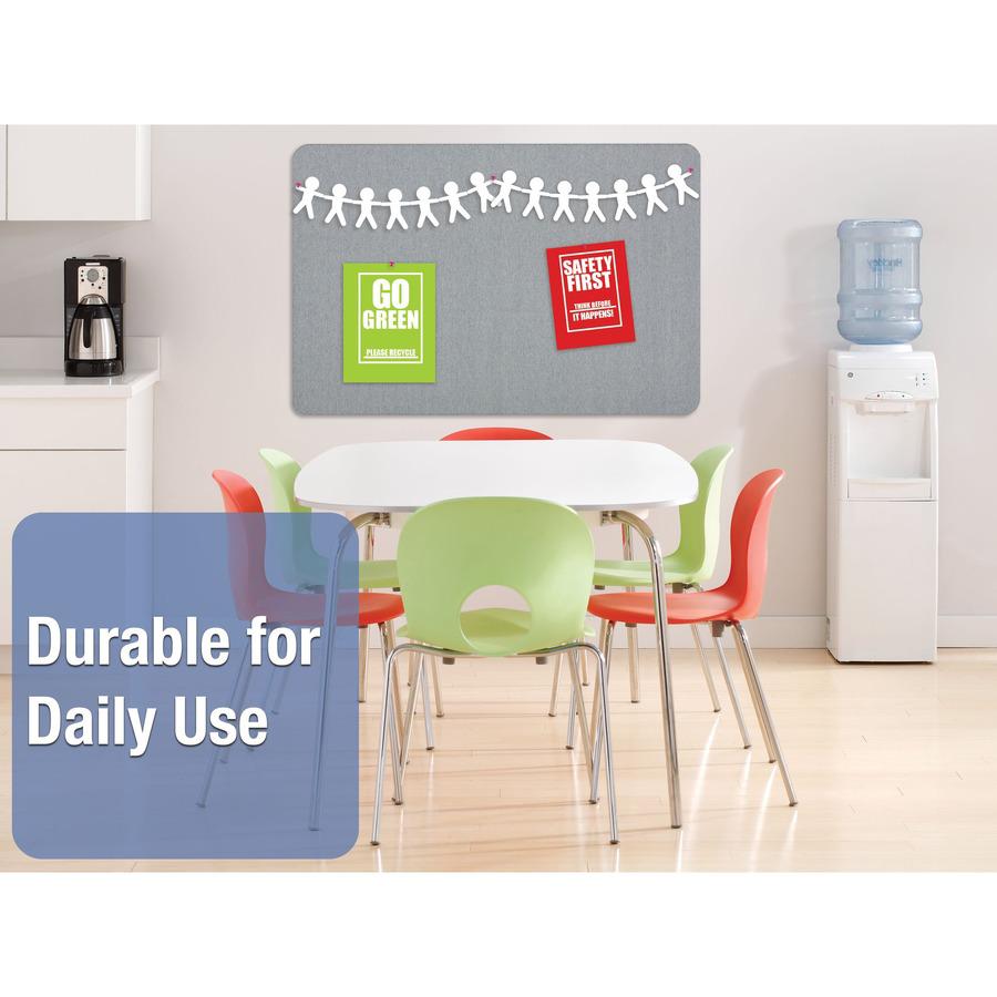 Quartet Oval Office Bulletin Board - 24" Height x 36" Width - Gray Fabric Surface - Frameless, Flexible - Gray Frame - 1 Each. Picture 9
