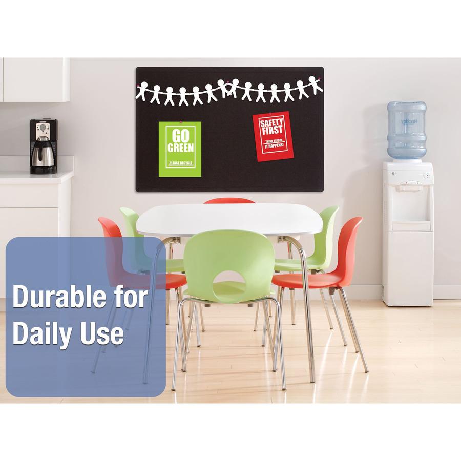Quartet Oval Office Bulletin Board - 36" Board Height x 48" Board Width - Black Fabric Surface - Frameless, Flexible - Black Frame - 1 Each. Picture 8