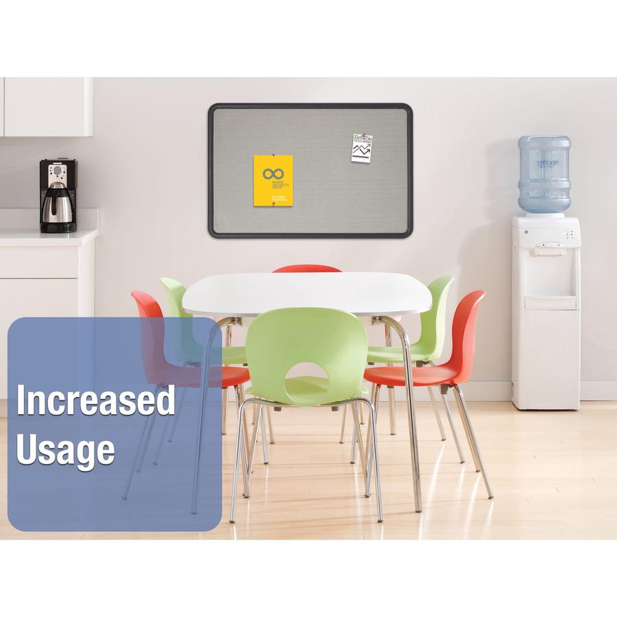 Quartet Contour Bulletin Board - 24" Height x 36" Width - Gray Fabric Surface - Durable, Self-healing - Black Frame - 1 Each. Picture 9