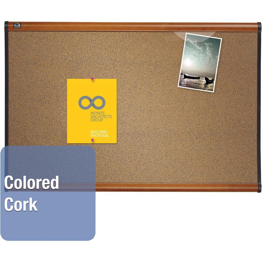 Quartet Prestige Bulletin Board - 48" Height x 72" Width - Brown Cork Surface - Self-healing, Durable - Light Cherry Frame - 1 Each. Picture 3