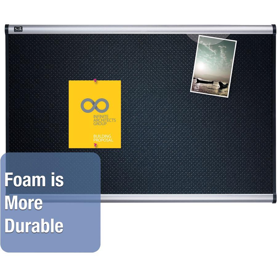 Quartet Prestige Embossed Foam Bulletin Board - 36" Height x 48" Width - Black Foam Surface - Self-healing - Silver Aluminum Frame - 1 Each. Picture 7