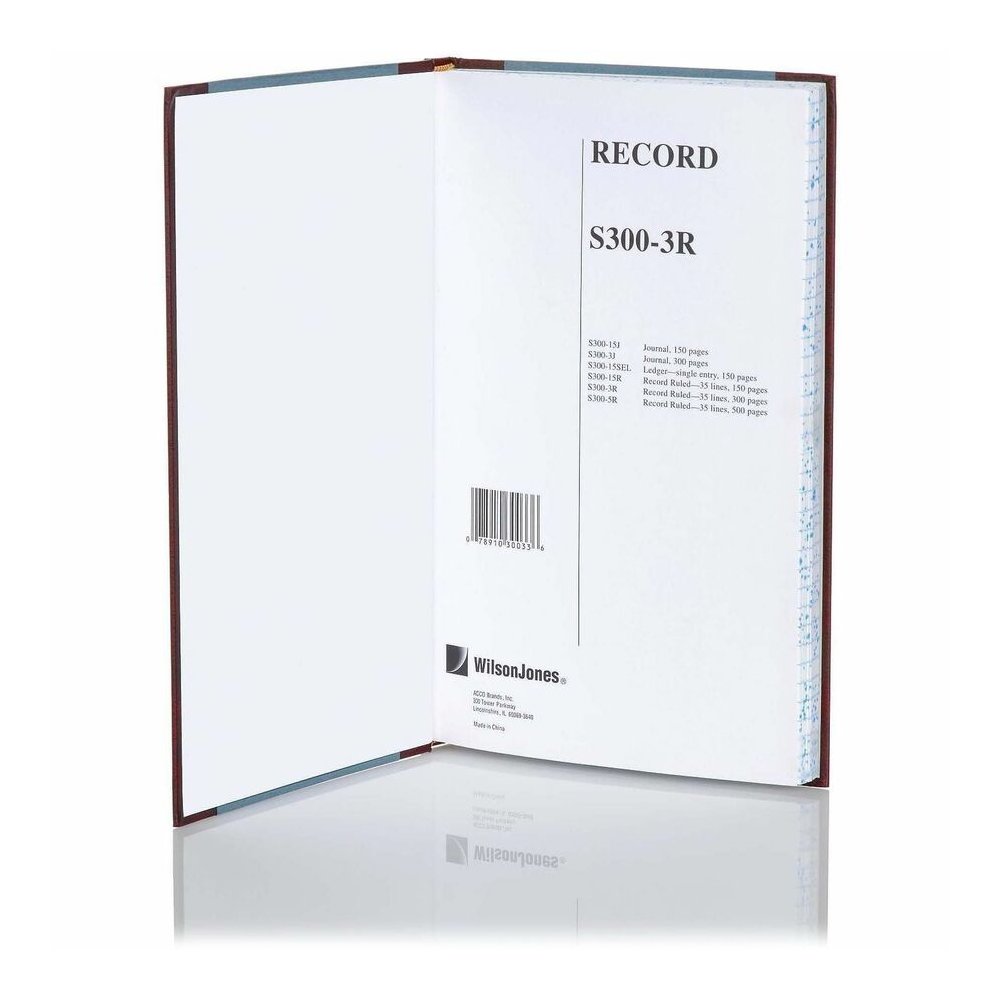 Wilson Jones S300 Record Ruled Account Journal - 300 Sheet(s) - 7.25" x 11.75" Sheet Size - Blue - White Sheet(s) - Blue Cover - 1 Each. Picture 4