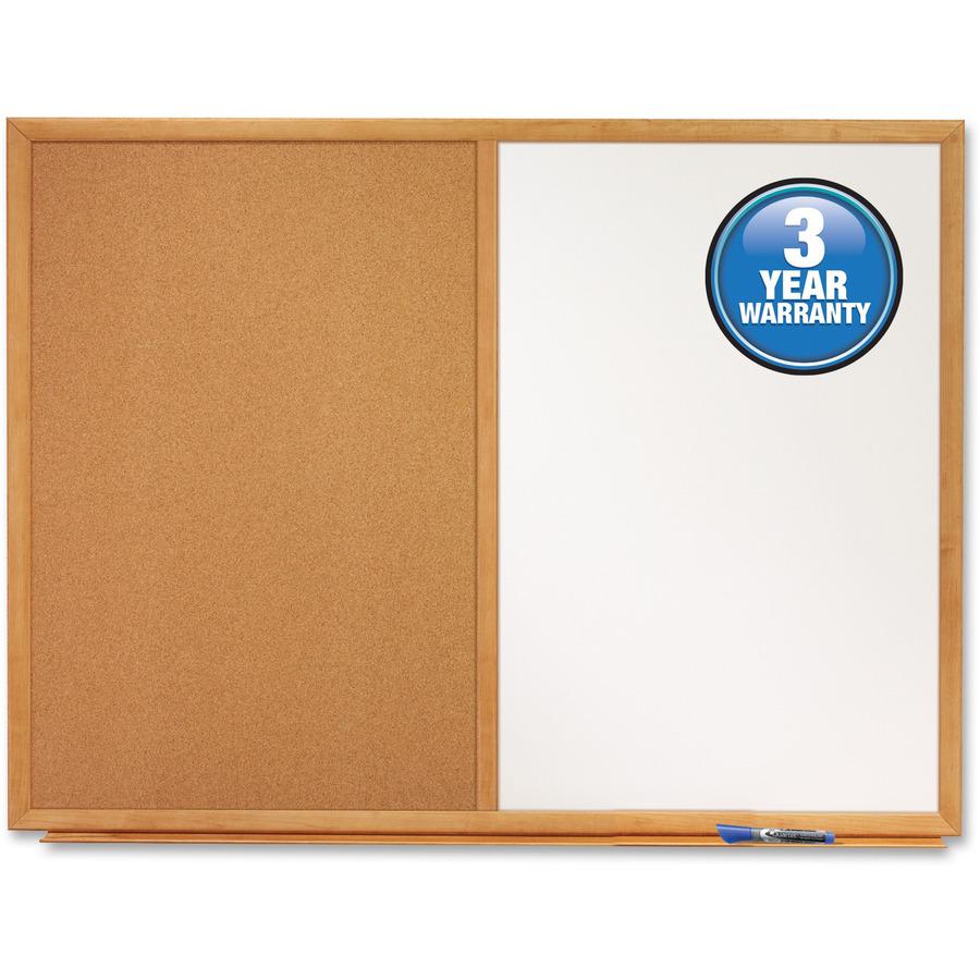 Quartet Standard Combination Whiteboard/Cork Bulletin Board - 48" (4 ft) Width x 36" (3 ft) Height - White Melamine Surface - Oak Frame - Rectangle - Horizontal/Vertical - 1 Each. Picture 2