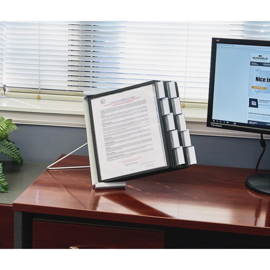 DURABLE&reg; INSTAVIEW&reg; Desktop Reference Display System - Desktop - 10 Double Sided Panels - Letter Size - Anti-Reflective/Non-Glare - Black. Picture 4