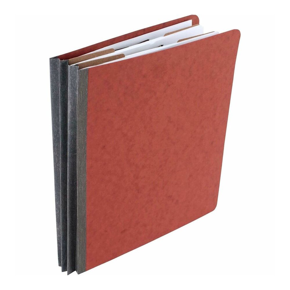 ACCO Letter Classification Folder - 3" Folder Capacity - 8 1/2" x 11" - 6 Fastener - 1" for Folder - 2 Divider - 6 pt. - Pressboard, Tyvek - Earth Red - 10 / Box. Picture 4