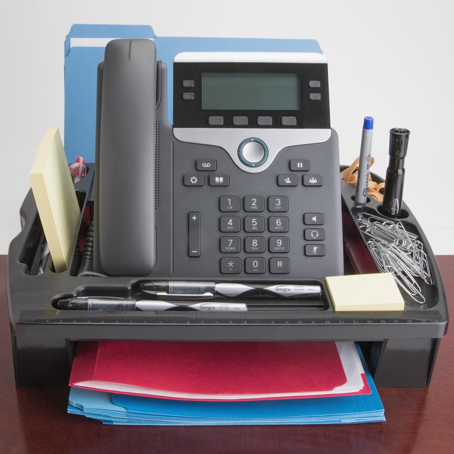 Compucessory Telephone Stand/Organizer - 5" Height x 11.5" Width x 9.5" DepthDesktop - Non-skid Base, Cable Management - Black - Plastic - 1 Each. Picture 12