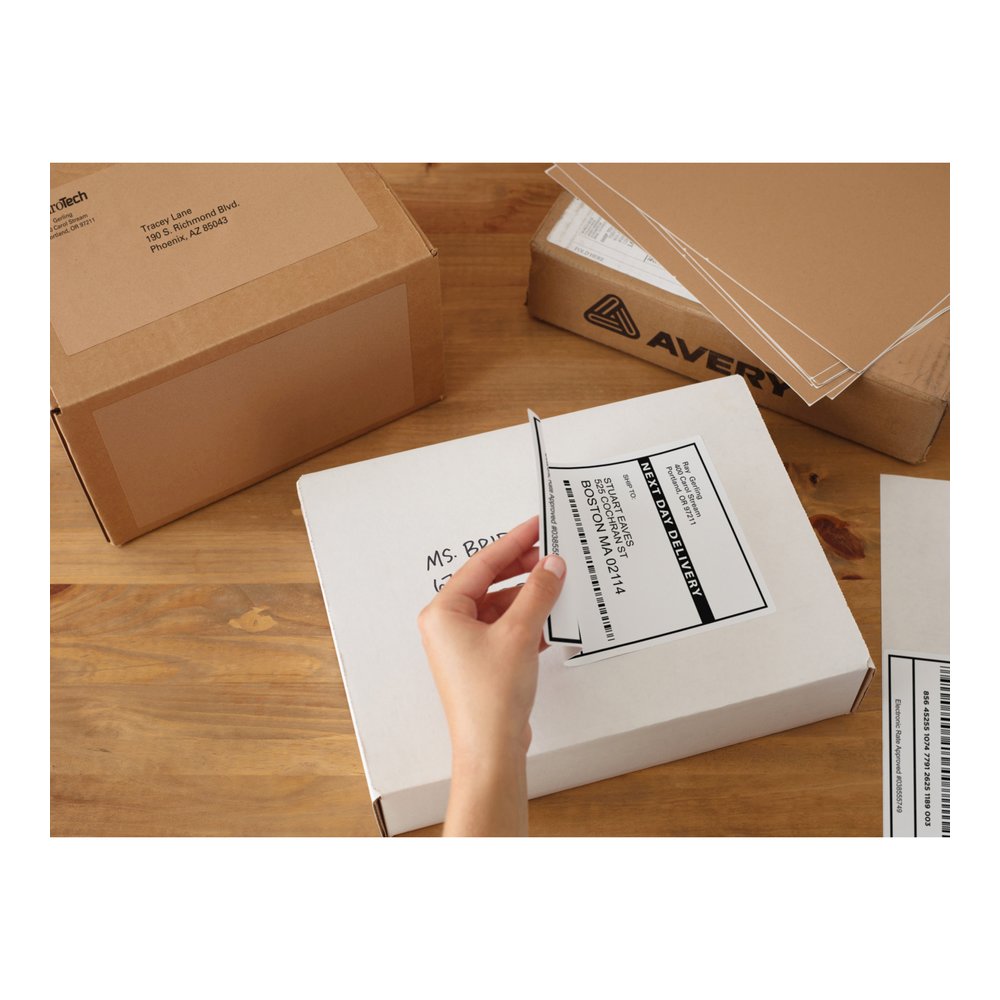 Avery&reg; Shipping Labels - TrueBlock - 8 1/2" Width x 11" Length - Permanent Adhesive - Rectangle - Laser, Inkjet - White - 1 / Sheet - 1 Pack. Picture 2