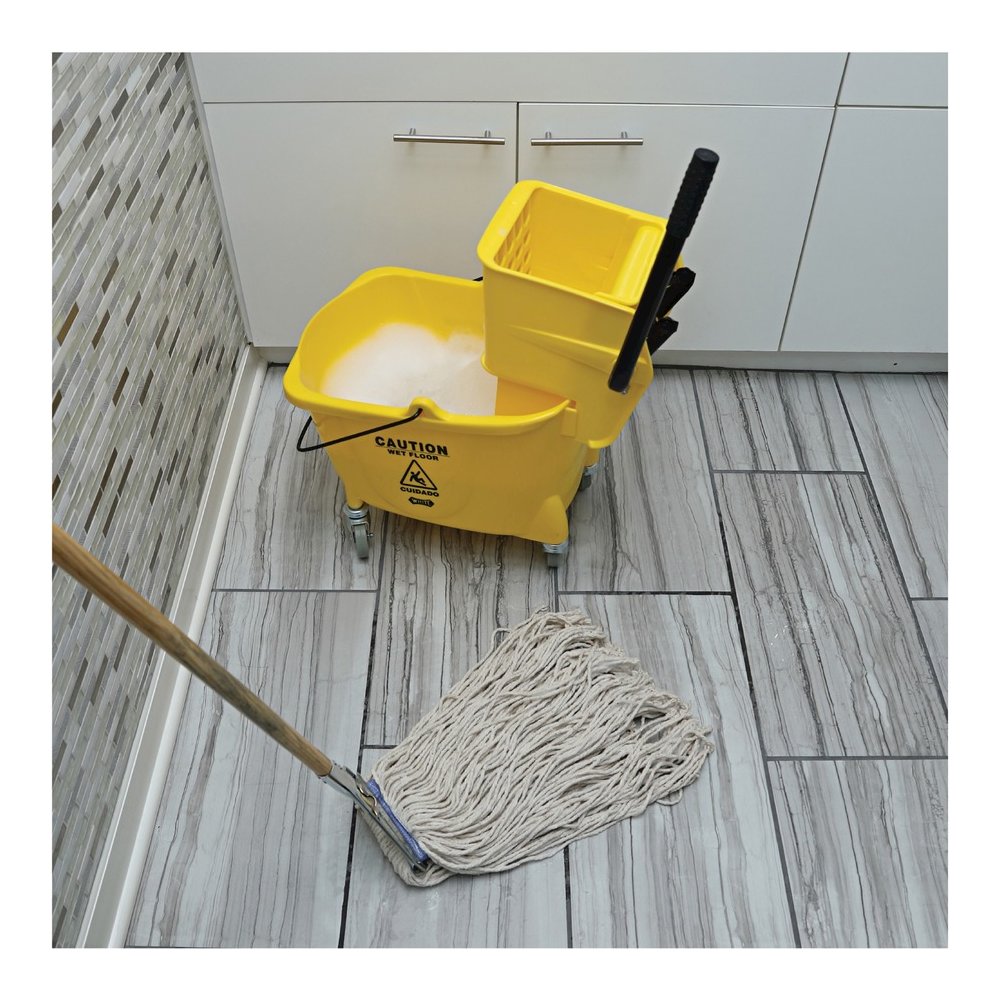 Genuine Joe Wood Handle Complete Wet Mop - 60" Width x 0.94" Height Cotton Head - Wood Handle - Lightweight, Rust Resistant, Absorbent, 4-ply, Refillable - 1 Each. Picture 7