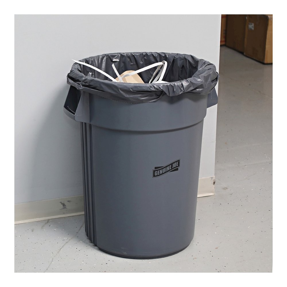 Genuine Joe Maximum Strength Trash Can Liner - Extra Large Size - 60 gal Capacity - 56" Length x 39" Width x 1.55 mil (39 Micron) Thickness - Low Density - Silver - Plastic Resin - Food Waste, Office . Picture 4