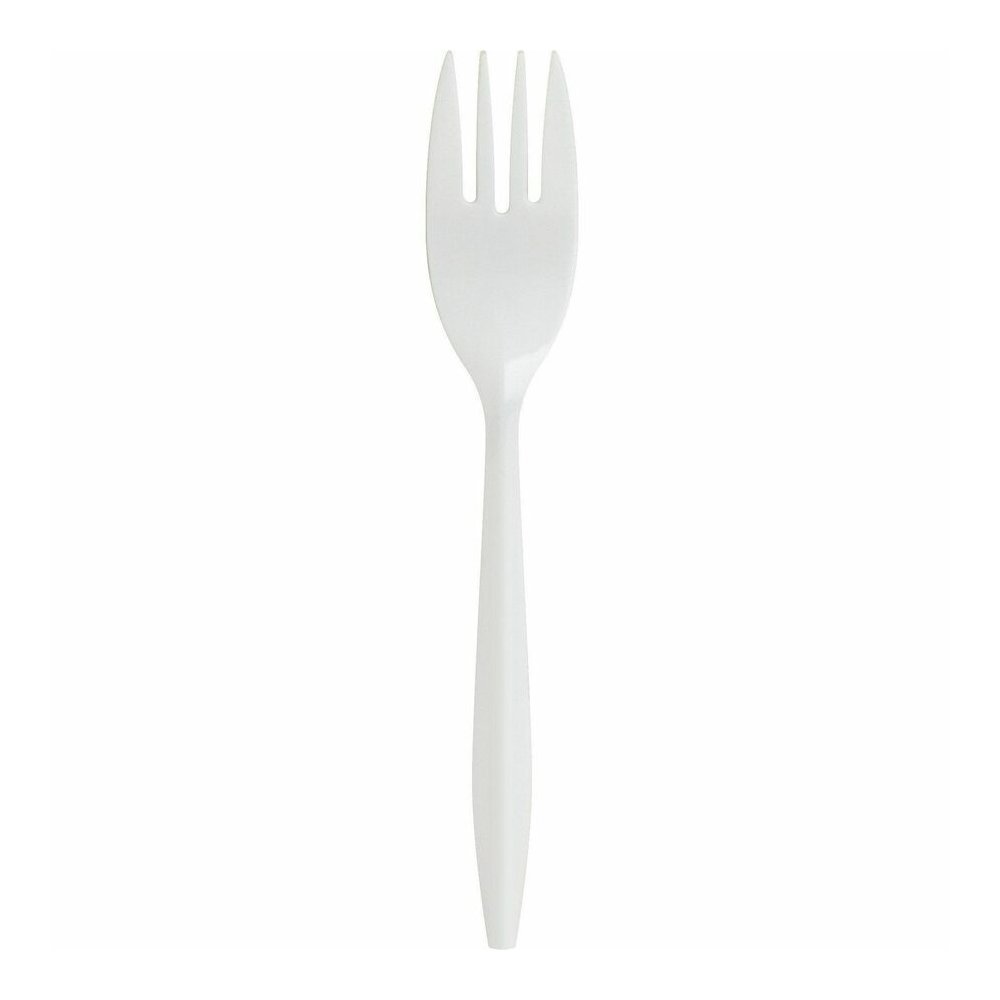 Genuine Joe Medium-weight Forks - Polypropylene - White - 1000 / Carton. Picture 3