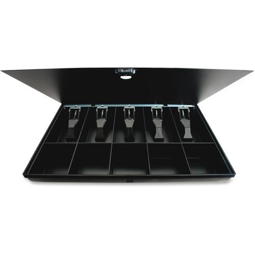 Sparco Locking Cover Money Tray - 5 Bill/5 Coin Compartment(s) - Black - Plastic, Steel - 1 Each. Picture 10
