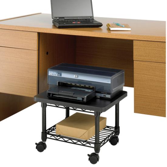 Safco Under Desk Printer/Fax Stand - 300 lb Load Capacity - 13.50" Height x 19" Width x 16" Depth - Floor - Laminate, Powder Coated - Steel - Black - Sturdy, Mobility. Picture 2