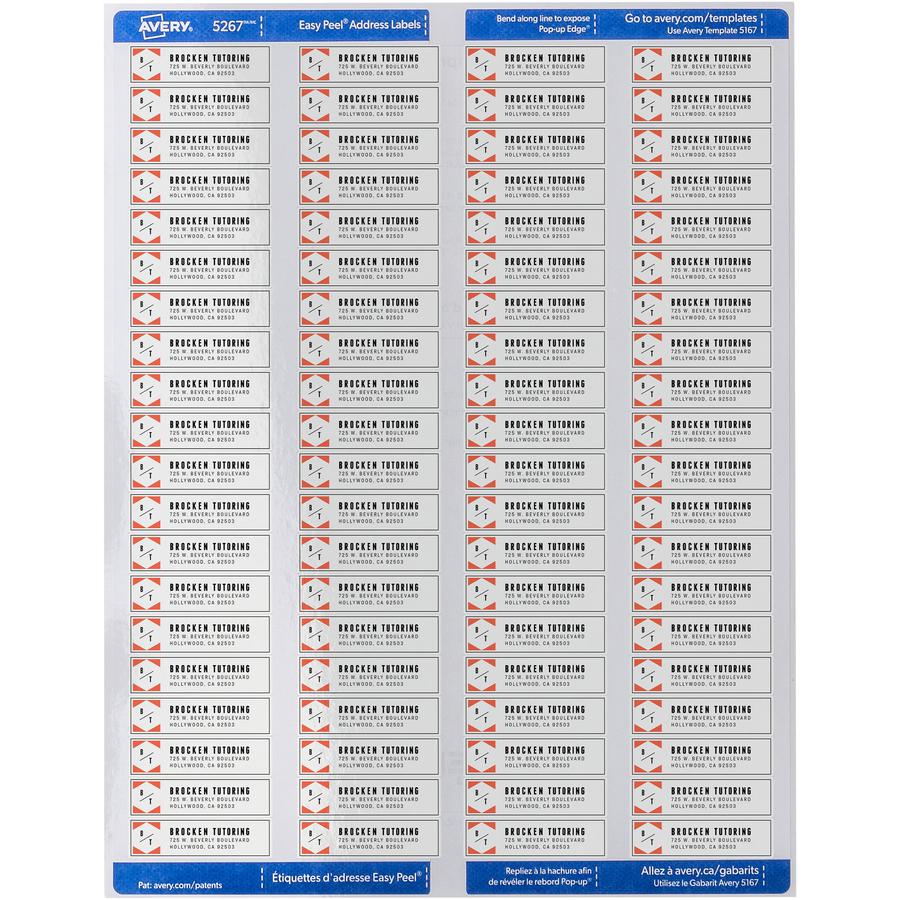 Avery&reg; Easy Peel Mailing Laser Labels - 1/2" Width x 1 3/4" Length - Permanent Adhesive - Rectangle - Laser - White - Paper - 80 / Sheet - 250 Total Sheets - 20000 Total Label(s) - 2. Picture 3