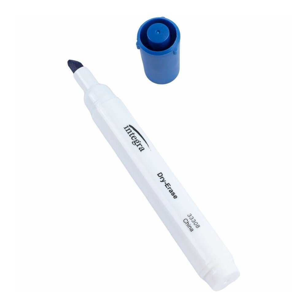 Integra Chisel Point Dry-erase Markers - Blue Ink - Fiber Tip - Writing - 1 Dozen. Picture 5