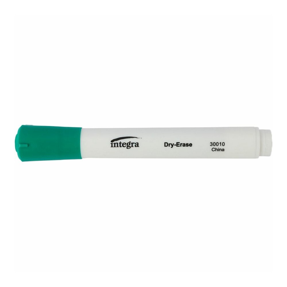 Integra Chisel Point Dry-erase Markers - Green Ink - Fiber Tip - Writing - 1 Dozen. Picture 5