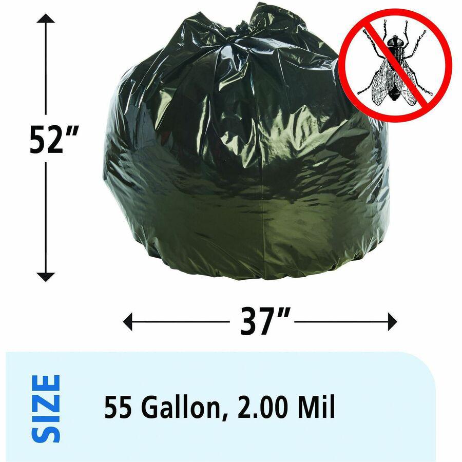 Stout Insect Repellent Trash Bags - 55 gal Capacity - 37" Width x 52" Length - 2 mil (51 Micron) Thickness - Black - Polyethylene - 65/Carton - Recycled. Picture 16