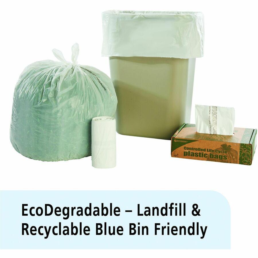 Stout Controlled Life-Cycle Plastic Trash Bags - 13 gal Capacity - 24" Width x 30" Length - 0.70 mil (18 Micron) Thickness - White - 120/Carton - Office Waste. Picture 12