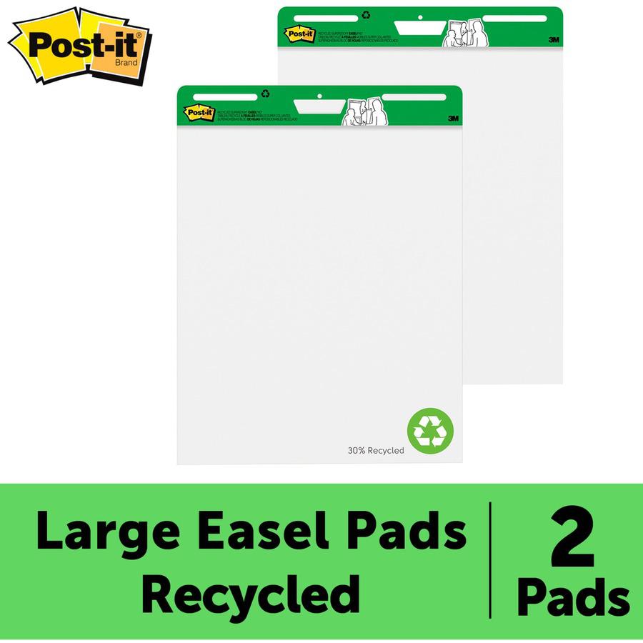 Post-it&reg; Easel Pad with Recycled Paper - 30 Sheets - Plain - Stapled - 18.50 lb Basis Weight - 25" x 30" Sheet Size - 30.50" Height x 25" Width - White Paper - Black Cardboard Cover - Self-adhesiv. Picture 3