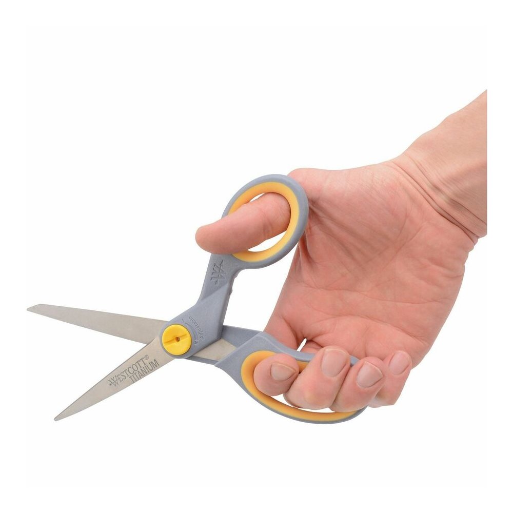Westcott 8" Titanium Bonded Scissors - 8" Overall Length - Straight-left/right - Titanium - Pointed Tip - Gray - 2 / Pack. Picture 3