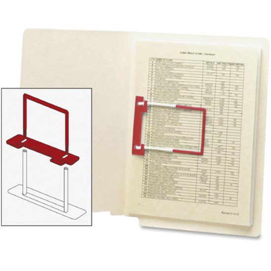 Smead U-Clip Bonded Fasteners - 2" Size Capacity - for Folder - Flexible, Heavy Duty, Self-adhesive, Acid-free - 100 / Box - Red, White - Poly. Picture 3