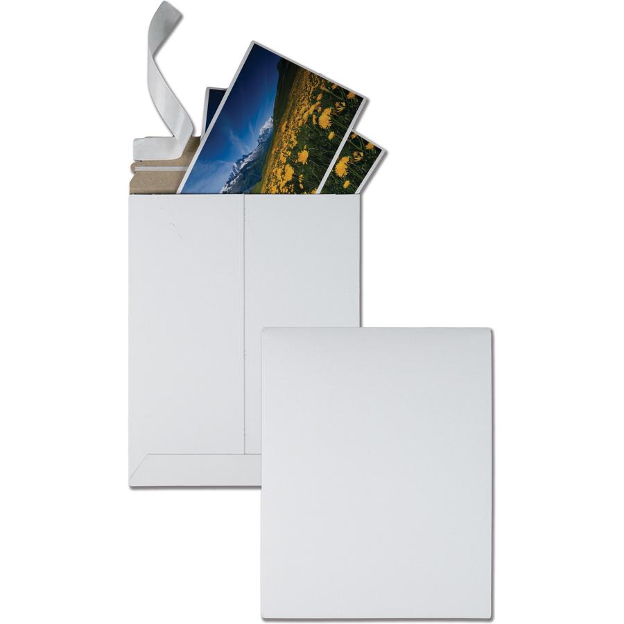 Quality Park Sturdy Fiberboard Photo Mailers - Document - 9" Width x 11 1/2" Length - Self-sealing - Fiberboard - 25 / Box - White. Picture 4