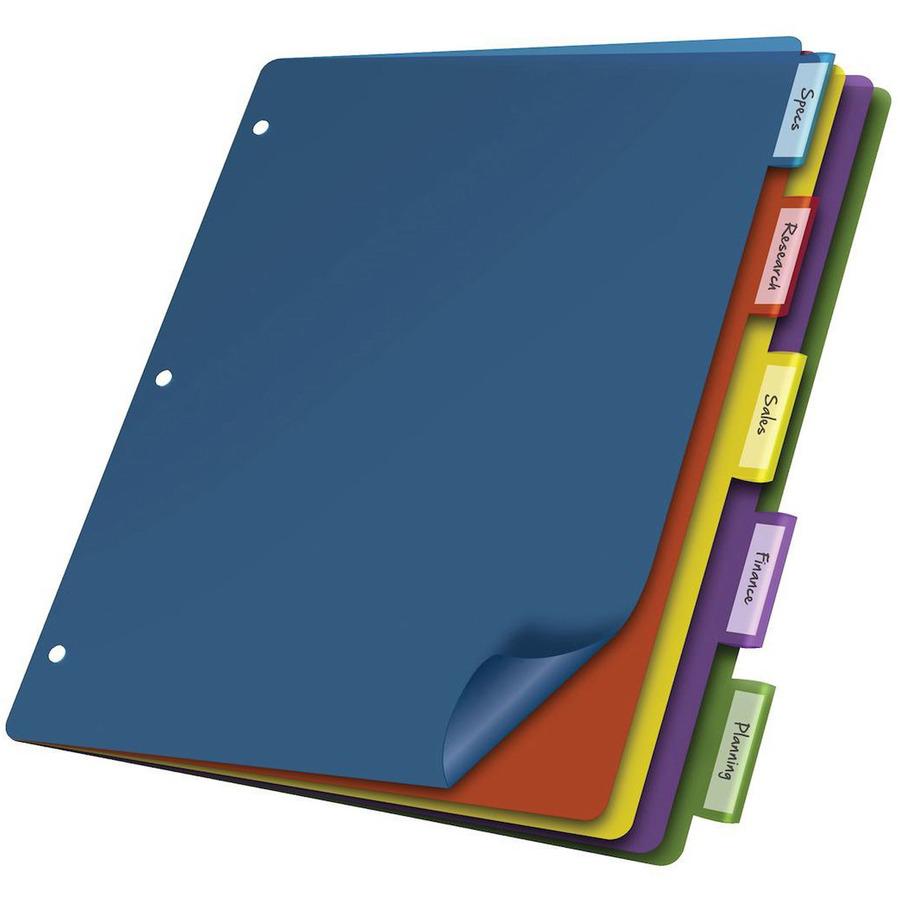 Cardinal&reg; Extra-tough Poly Dividers - 5 Tab(s)/Set - Letter - 8.50" Width x 11" Length - 3 Hole Punched - Polypropylene Divider - Multicolor Tab(s) - Fray Resistant, Tear Resistant, Scratch Resist. Picture 3