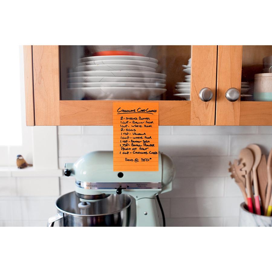 Post-it&reg; Super Sticky Notes - Energy Boost Color Collection - 180 - 4" x 6" - Rectangle - 45 Sheets per Pad - Ruled - Vital Orange, Tropical Pink, Blue Paradise, Limeade - Paper - Self-adhesive, R. Picture 9