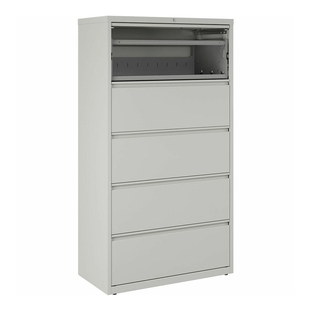 Lorell Fortress Series Lateral File - 36" Width x 18.6" Depth x 67.7" Height - 5 x Drawer(s) for File - Legal, Letter, A4 - Lateral - Rust Proof, Leveling Glide, Interlocking, Ball-bearing Suspension,. Picture 7