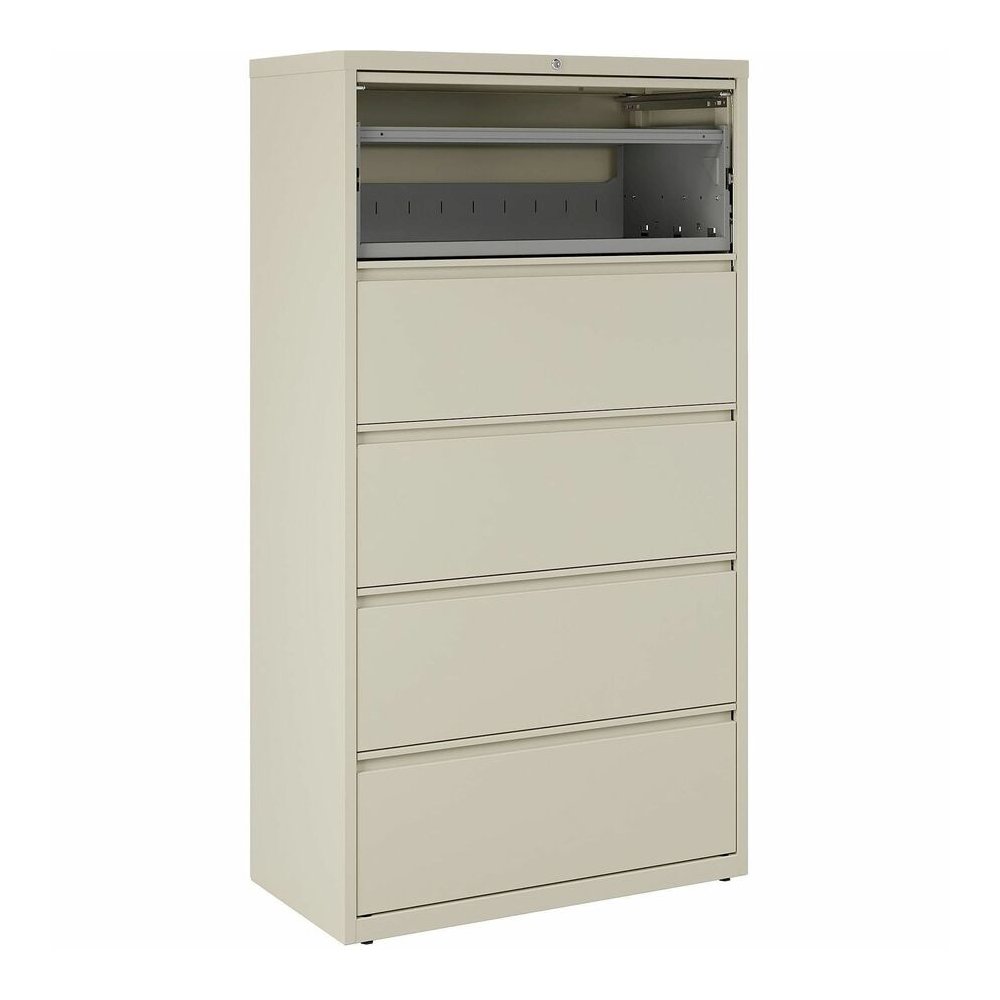 Lorell Fortress Series Lateral File - 36" Width x 18.6" Depth x 67.7" Height - 5 x Drawer(s) for File - Legal, Letter, A4 - Lateral - Rust Proof, Leveling Glide, Interlocking, Ball-bearing Suspension,. Picture 7