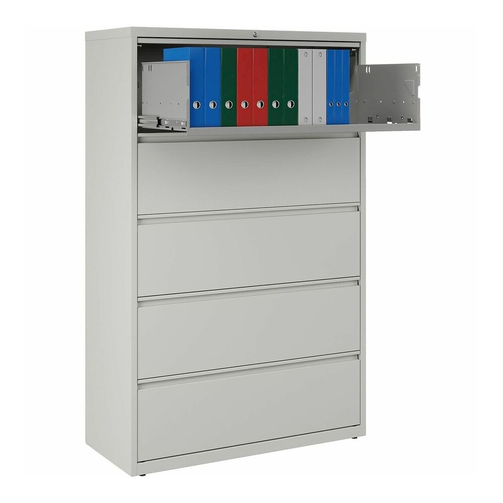 Lorell Fortress Series Lateral File - 42" Width x 18.6" Depth x 67.7" Height - 5 x Drawer(s) for File - Legal, Letter, A4 - Lateral - Rust Proof, Leveling Glide, Interlocking, Ball-bearing Suspension,. Picture 7