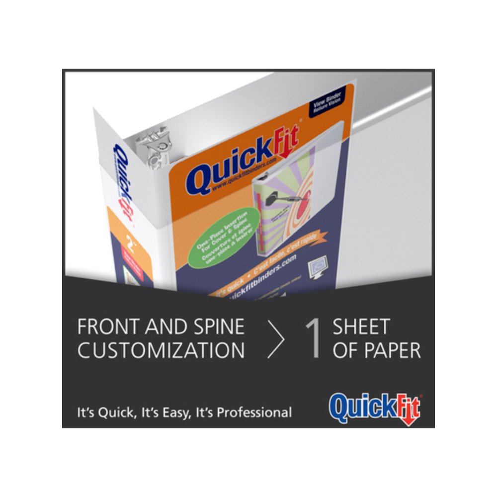 QuickFit Clear-View Binder, 3-Ring Binder, Round Ring, 1.5 Inch, White - 1 1/2" Binder Capacity - Letter - 8 1/2" x 11" Sheet Size - 275 Sheet Capacity - 3 x 1.50" Ring - Fastener: Round Ring - Pocket. Picture 3
