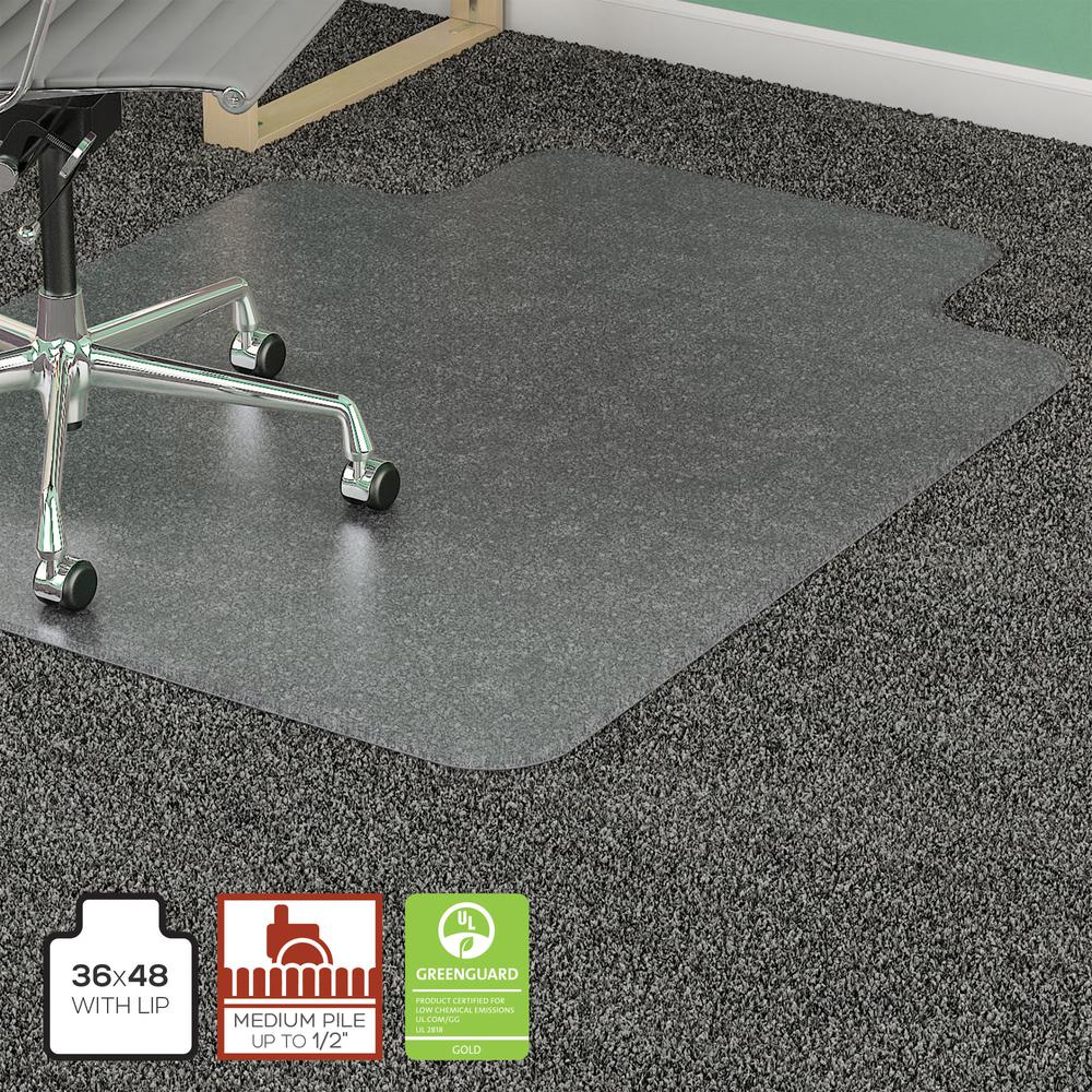 Lorell Standard Lip Chairmat - 48" Length x 36" Width x 0.133" Thickness - Lip Size 10" Length x 19" Width - Vinyl - Clear - 1Each. Picture 14
