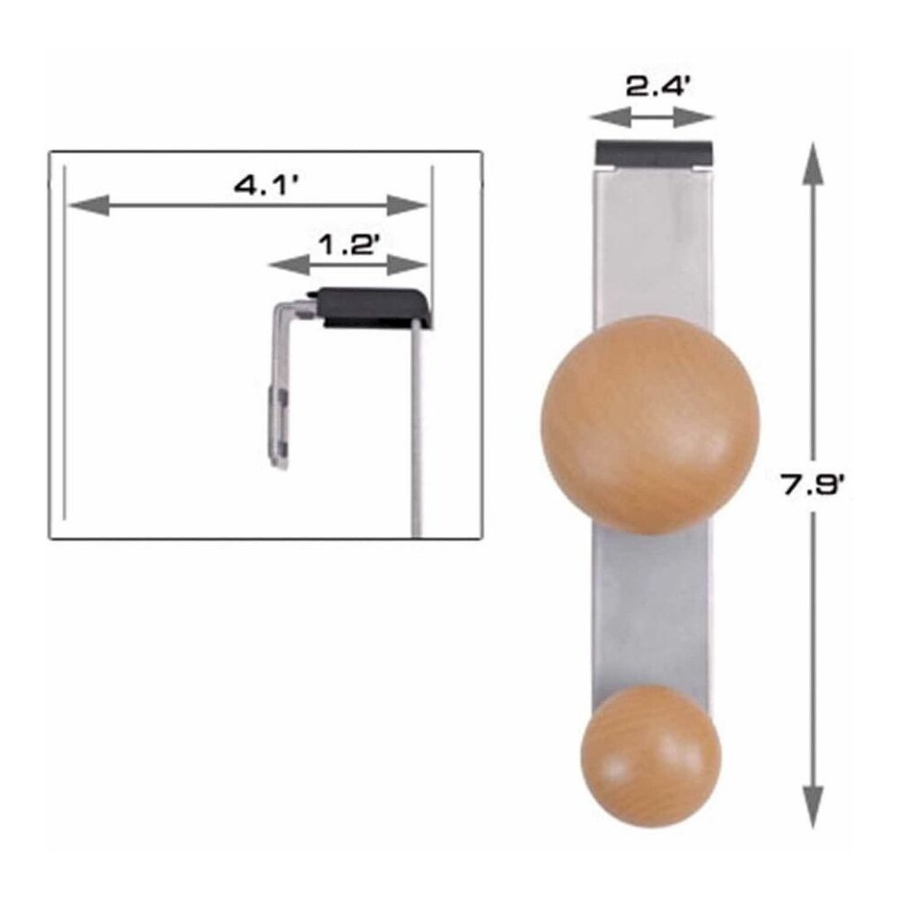 Alba Double Peg Garment Holder - 2 Pegs - 7.8" Height x 2.4" Width - for Garment - Silver, Brown - 1 Each. Picture 3