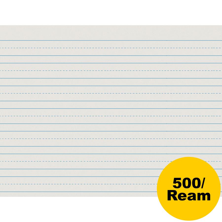 Pacon Skip-A-Line Newsprint Practice Paper - 500 Sheets - 0.75" Ruled - Letter - 11" x 8 1/2" - White Paper - 500 / Ream. Picture 2