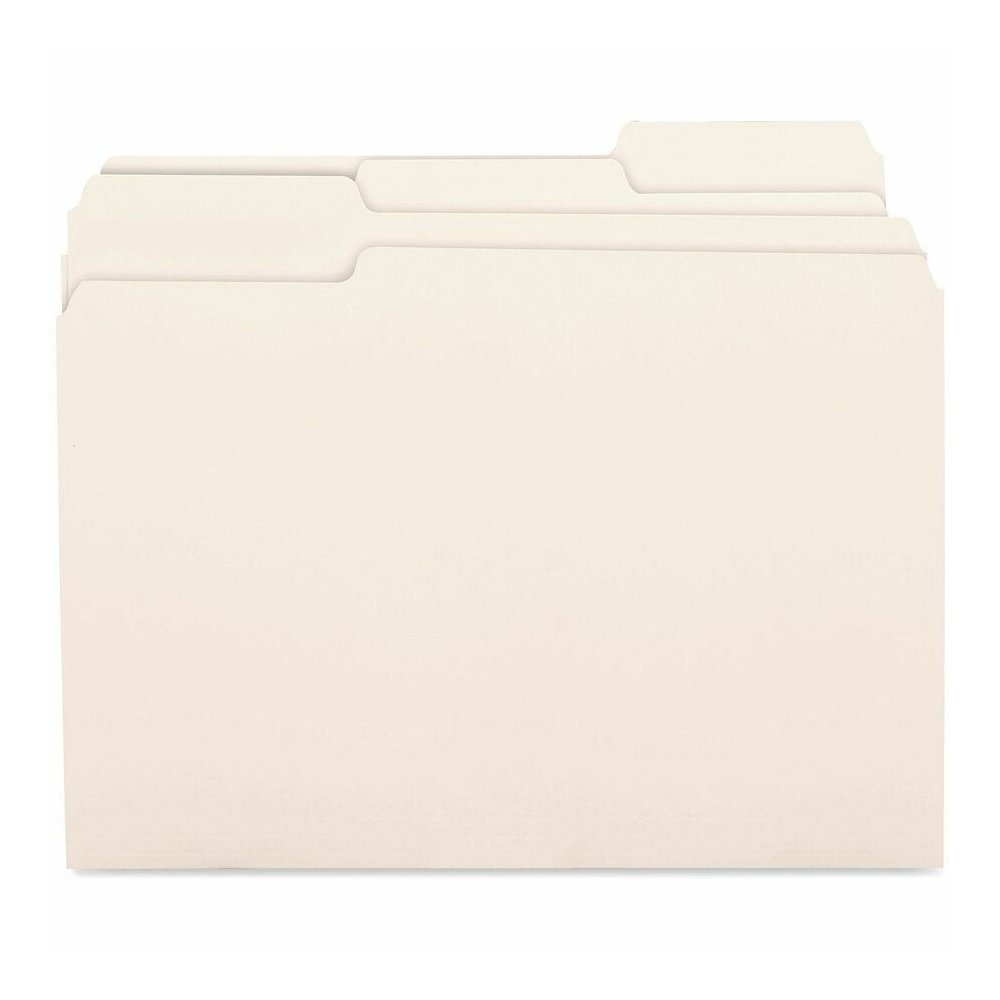 Business Source 1/3 Tab Cut Letter Recycled Top Tab File Folder - 8 1/2" x 11" - 3/4" Expansion - Top Tab Location - Assorted Tab Position - 11 pt. - 1 Plys - Manila - Tab - 10% Recycled - 100 / Box. Picture 3