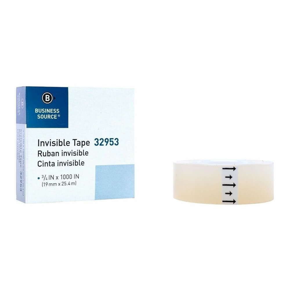Business Source Premium Invisible Tape Value Pack - 27.78 yd Length x 0.75" Width - 1" Core - Clear - For Multipurpose, Splicing, Mending, Holding - 12 / Pack. Picture 4