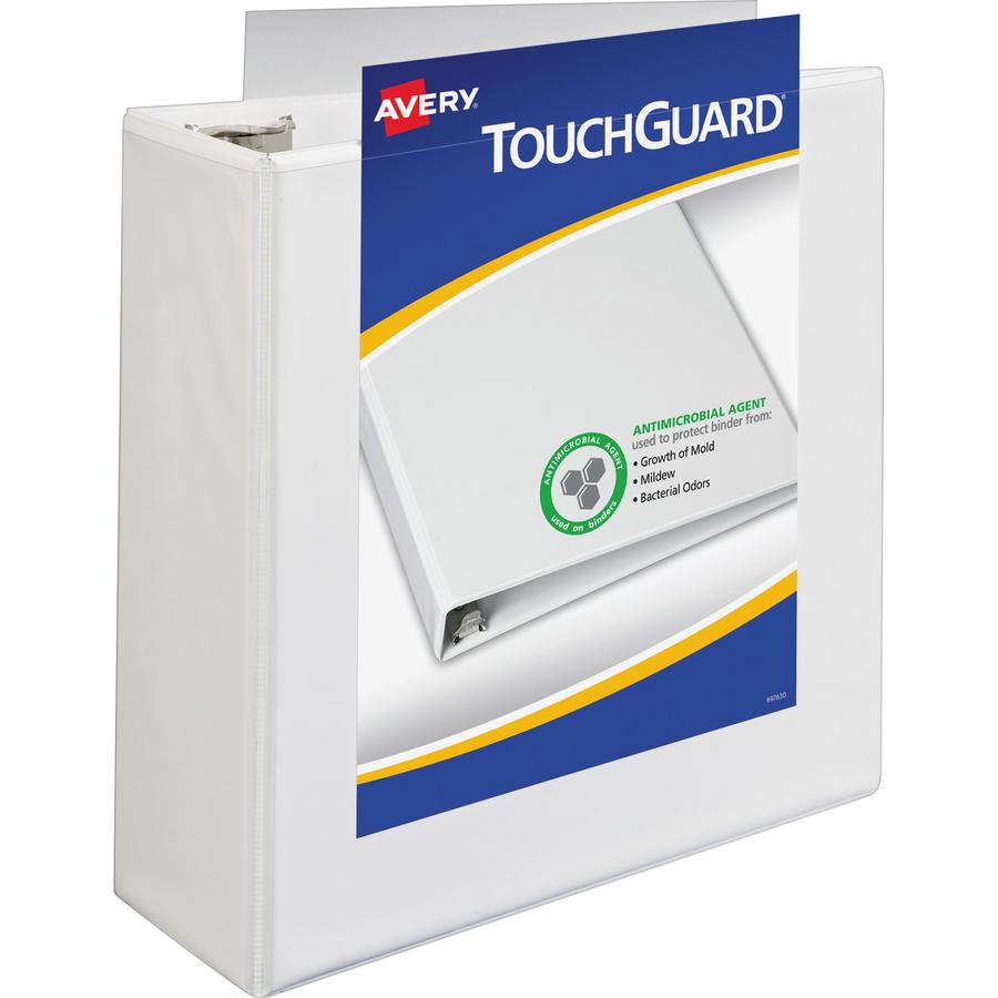 Avery&reg; TouchGuard View 3 Ring Binder - 4" Binder Capacity - Letter - 8 1/2" x 11" Sheet Size - 760 Sheet Capacity - 3 x Slant Ring Fastener(s) - 4 Pocket(s) - Polypropylene - Recycled - Pocket, Du. Picture 3