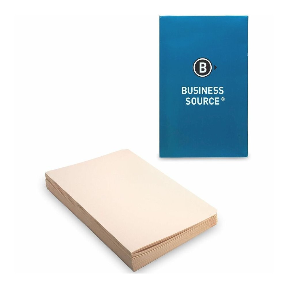 Business Source Straight Tab Cut Legal Recycled Top Tab File Folder - 8 1/2" x 14" - 10.5 pt. - Manila Paper - Manila - 10% Recycled - 100 / Box. Picture 2