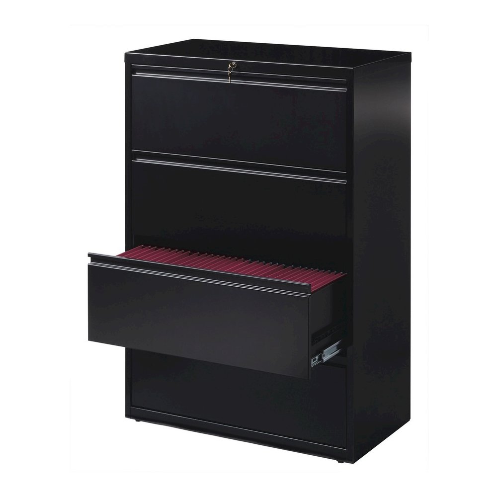 Lorell Fortress Series Lateral File - 36" Width x 18.6" Depth x 52.5" Height - 4 x Drawer(s) for File - Letter, Legal, A4 - Lateral - Ball-bearing Suspension, Leveling Glide, Label Holder, Interlockin. Picture 3