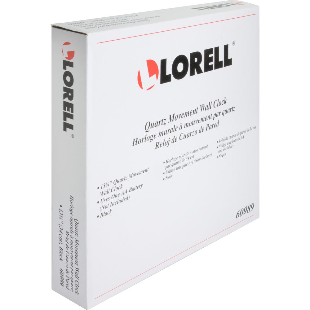 Lorell 13-1/4" Round Wall Clock - Analog - Quartz - White Main Dial - Black Case - Plastic. Picture 10
