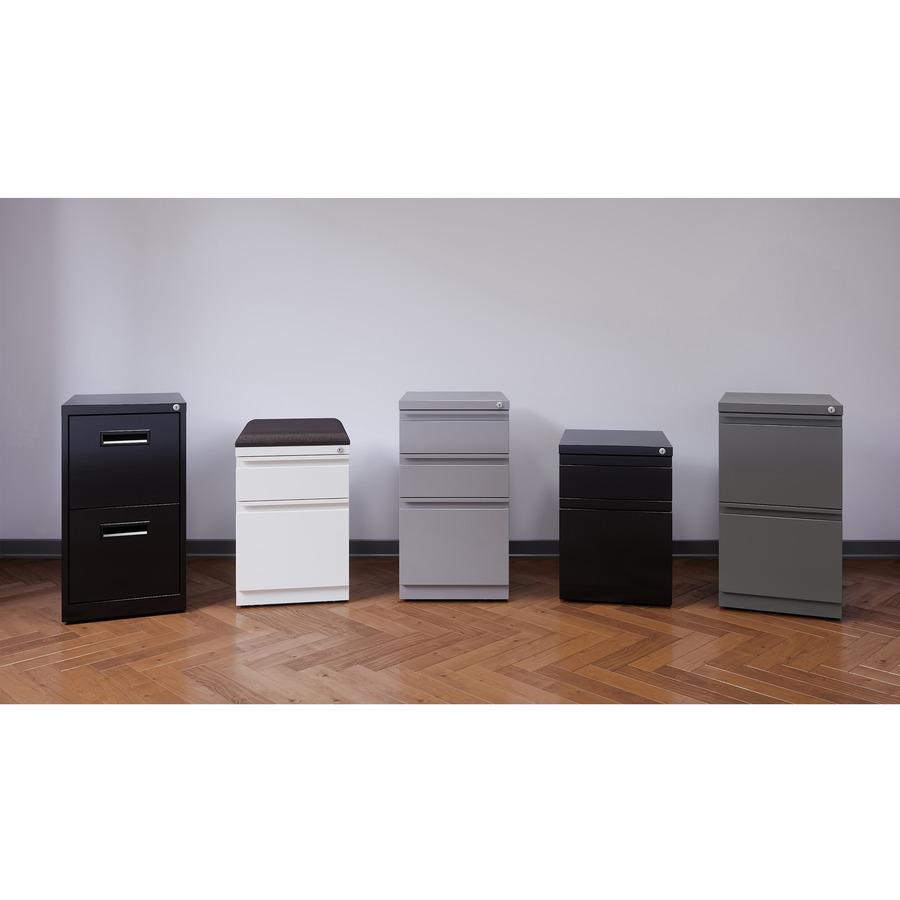 Lorell 19" File/File Mobile File Cabinet with Recessed Pull - 15" Width x 19" Depth x 28" Height - 2 x Drawer(s) for File - Letter - Locking Casters, Security Lock, Ball-bearing Suspension - Black - P. Picture 7