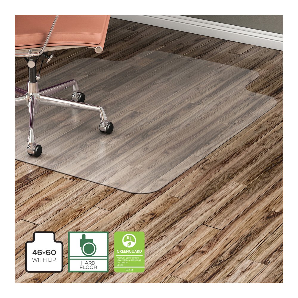 Lorell Lipped Chair Mat for Hard Floors - 48" x 60" - Hard Floor, Wood Floor, Vinyl Floor, Tile Floor - 60" Length x 48" Width x 60" Depth x 0.095" Thickness - Lip Size 12" Length x 25" Width - Vinyl . Picture 5