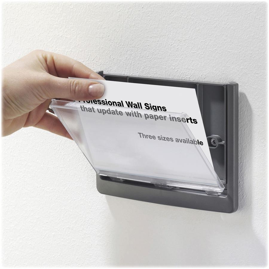 DURABLE&reg; CLICK SIGN with Cubicle Panel Pins - 2-1/8" x 5-7/8" - 2 Pins - Anti-glare - Acrylic, Aluminum - Updateable - Graphite - 1 Pack. Picture 4