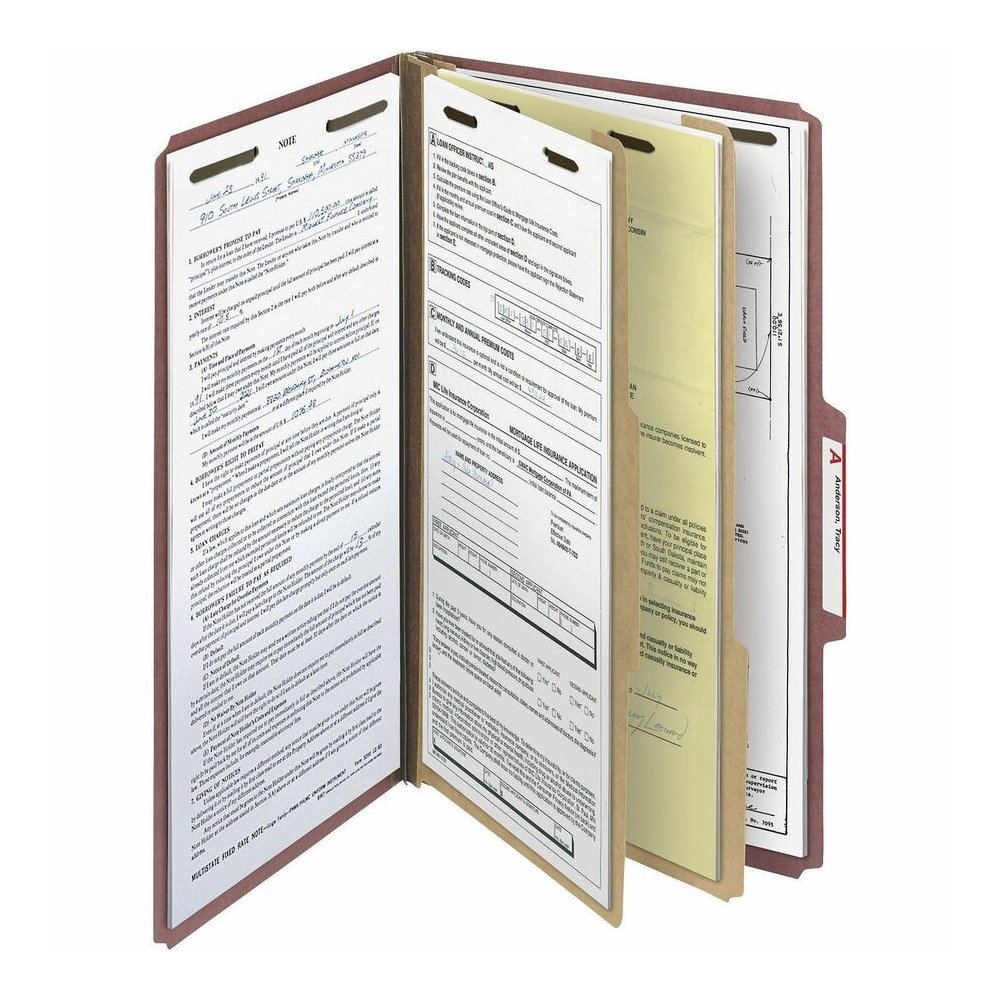Smead 2/5 Tab Cut Legal Recycled Classification Folder - 8 1/2" x 14" - 2" Expansion - 6 x 2K Fastener - 1" Fastener Capacity, 2" Fastener Capacity - Top Tab Location - Right of Center Tab Position - . Picture 4